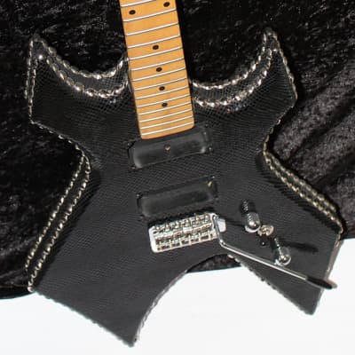 B.C. Rich Warlock Black Leather Chrome Nail Head Project AS-IS image 1