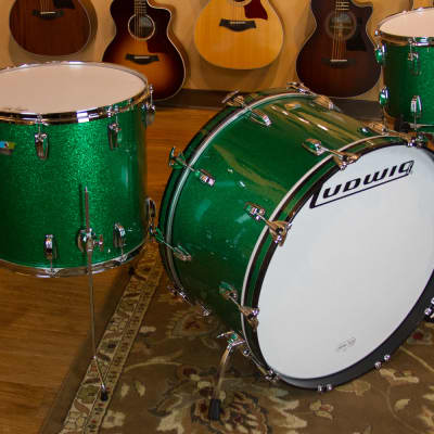 Ludwig Classic Maple Green Sparkle Drum Kit 26" 18" 14" image 1
