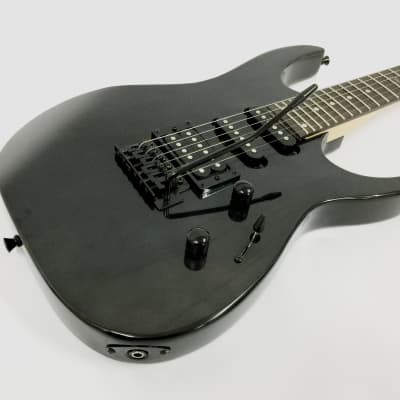 Haze LG4DBK Transparent Black Double Cutaway Electric Guitar + Gig Bag,Strap - IB / Black Gloss image 2