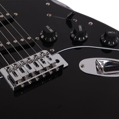 Glarry GST Electric Guitar With Black Pickguard Black image 5
