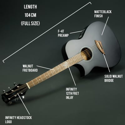 Lindo B-STOCK Left Handed Infinity ORG-SL Matte Black Slim Electro Acoustic Guitar & Padded Gigbag Strings(Minor Cosmetic Imperfections) image 2