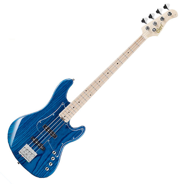 Cort GB74 JJ 4 String Electric Jazz Bass Noiseless Active Passive Aqua Blue