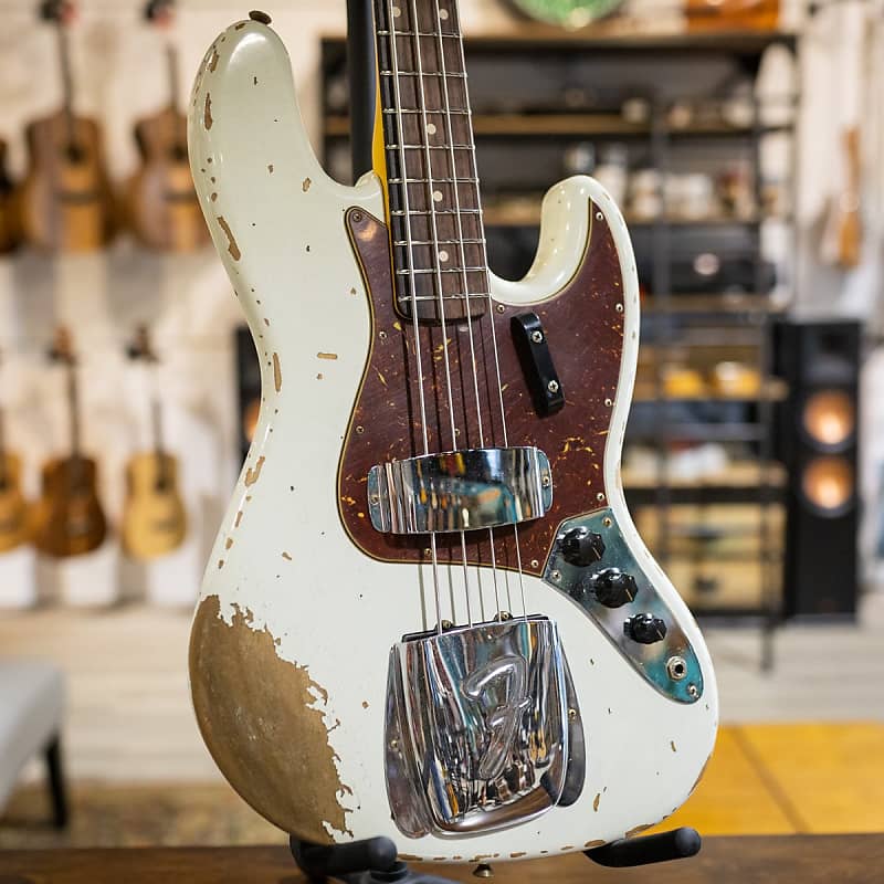 Fender Custom Shop 1961 Jazz Bass Heavy Relic - Aged Olympic White w/Hardshell Case image 1