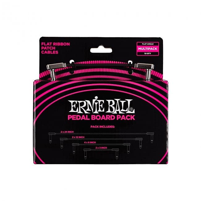 Ernie Ball 6224 Multi-Pack Flat Ribbon Patch Cables Pedalboard - Black image 1