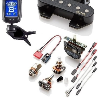 EMG T52 BLACK RETRO ACTIVE VINTAGE 1952 REPLACEMENT PICKUP SET FOR TELE SWITCH POTS & WIRING (TUNER) image 1