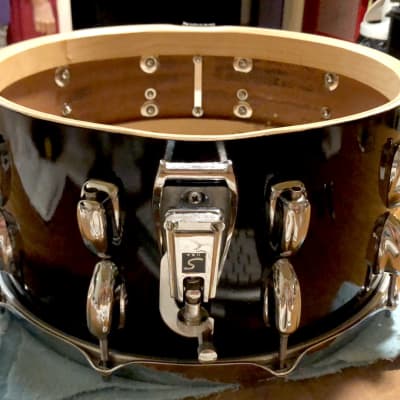 Vintage Slingerland 30's Maple/Mahogany Custom 10 lug RADIO STUDIO  KING Snare Drum - Gloss Black Enamel-NEW Build! image 9