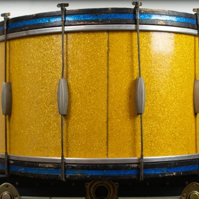 1940s Slingerland 14x28 Gold Sparkle Radio King Bass Drum image 6