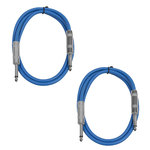 Seismic Audio SASTSX-3-BLUEBLUE 1/4" TS Male to 1/4" TS Male Patch Cables - 3' (2-Pack) image 1