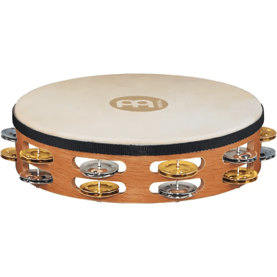 Meinl TAH2M-SNT 10" Traditional Wood Tambourine with Double Row Dual Alloy Jingles