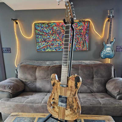 Left-handed Raven West Tele-style (2015?) - Spalted maple for sale