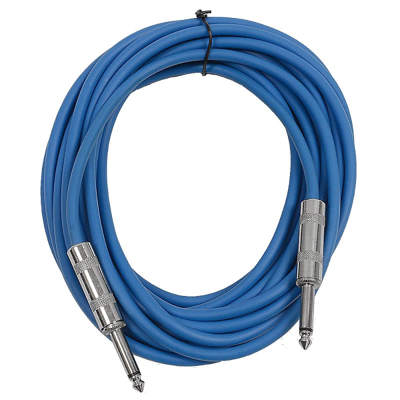 SEISMIC AUDIO - Blue 1/4" TS 25' Patch Cable - Effects - Guitar - Instrument image 1