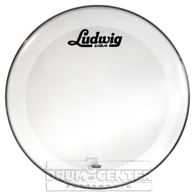 Ludwig Bass Drum Logo Head : 24" P3 Smooth White w/Script Logo image 1
