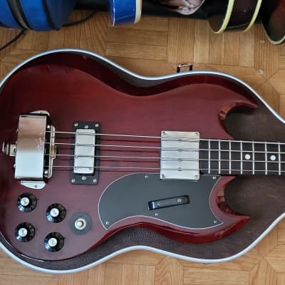 70's 1975 Greco EB Bass  Japan Cherry with hardcase and New Frets image 3