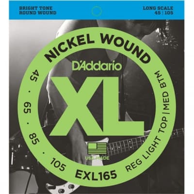 D'Addario EXL165 Bass Guitar Strings XL Nickel Wound Long Scale 45-105 Custom Light image 1