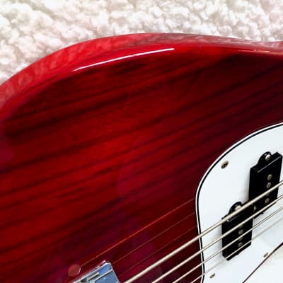Legend Bass P-Bass Style in Standout Cadmium Scarlett Red! Nice Vintage Legend! image 6