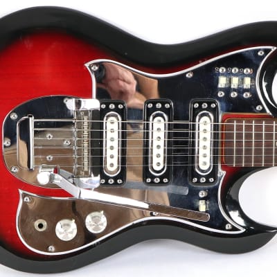 Vintage 1967 Domino Baron 3 Pickup Red Burst Electric Guitar w/ OHSC Japan image 7