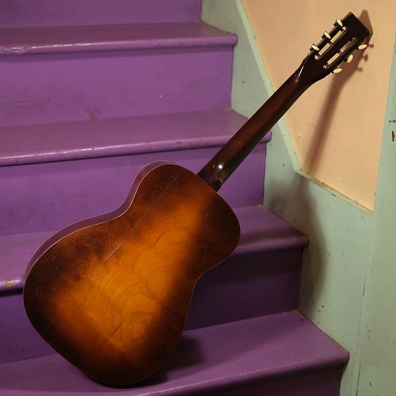 1930s Harmony-made Hawaiian/Tropical Stencil Parlor Guitar