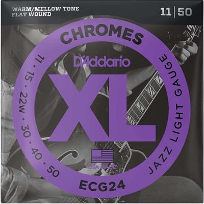 D'Addario ECG24 Chromes Flat Wound Jazz Light 11-50 Strings image 6