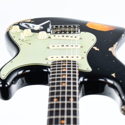 Fender Custom Shop 60 Stratocaster Heavy Relic Aged Black Over 3 Color Sunburst 2023 image 12