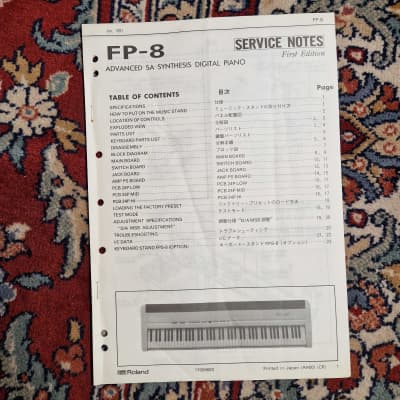 Roland  FP8 Schematics /Service Manual/ Service Notes Original