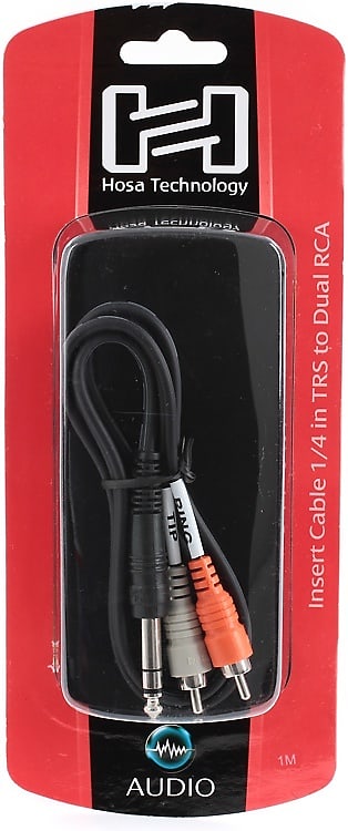 Hosa TRS-201 Insert Cable - 1/4 inch TRS Male to Dual RCA Male - 3 foot image 1