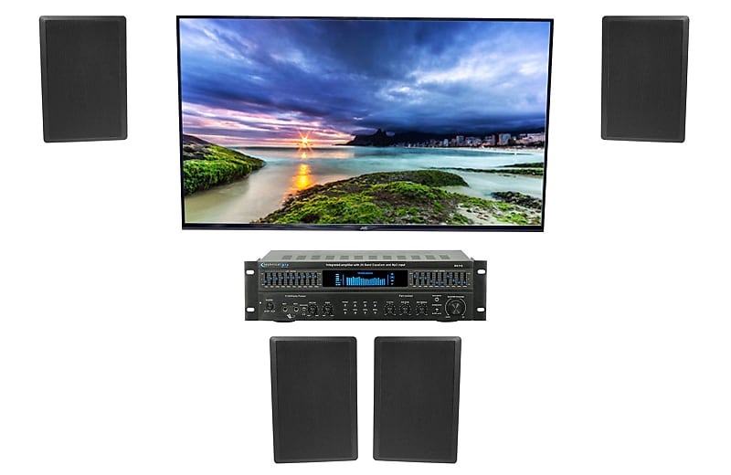 Technical Pro RX113 1500 Watt Home Theater Amplifier Receiver Bundle with (4) 5.25&quot; Speakers  			