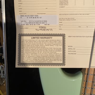 Carvin B4 Electric Bass 4 String  with Active Electronics!  AS~New and in Minty.  2005 - Sea Foam Green, Maple, Abalone, Custom Made cap'n Mike Model.  OHSC and all paperwork.  Killer Bass! image 13