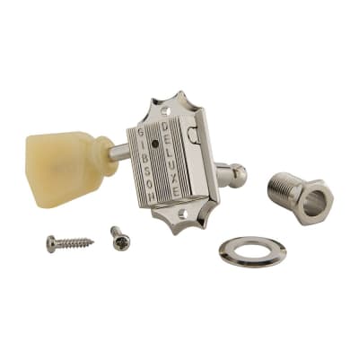 Gibson Deluxe Tuners 3 x 3 Kluson Style with Bolt Bushing (Nickel, Yellow Key) image 2