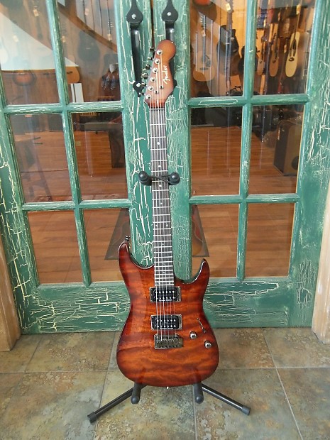 2004 Fender Showmaster Quilt Top Electric Guitar in Tobacco Burst w/Hard Case image 1