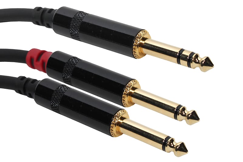 SuperFlex Gold TRS 1/4" stereo to 2 mono 1/4" plugs insert send return patch cable 15 FT image 1