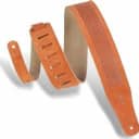 Levy's 2 1/2″ wide copper suede leather guitar strap with a horizon inspired suede overlay pattern and garment leather backing.