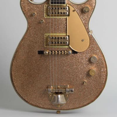 Gretsch PX-6129 Champagne Sparkle Jet Semi-Hollow Body Electric Guitar (1962), ser. #46394, original blue-grey tolex hard shell case. image 3