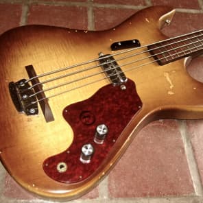 Vintage Kay 60s Electric Bass Guitar Sunburst w/Speedbump Pickup, 1960's Harmony 5930 5935 VIDEO image 1