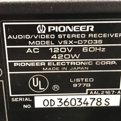 Pioneer Audio/Video Stereo Receiver VSX-D703S 1980's 90's Black image 4