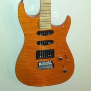 Godin Velocity Amber Flame 6 String Electric Guitar with High Definition Revoicer and New Soft Case image 1