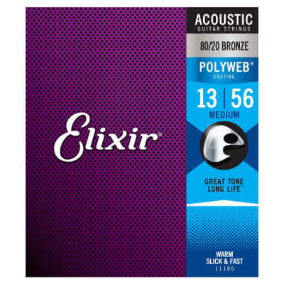 Elixir Medium 13-56 Acoustic 80/20 Bronze Strings Polyweb 11100 for sale