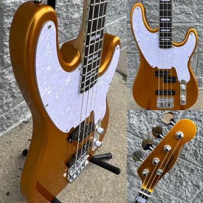GAMMA Custom Bass Guitar T23-02, 4-String Delta Star Model, Lava Gold image 13