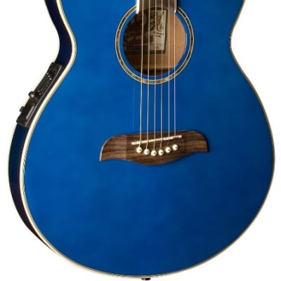 Oscar Schmidt OG8CETBL Cutaway Folk Acoustic Electric Guitar Trans Blue image 3