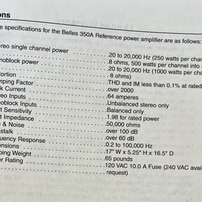 Belles 28A Reference Preamp & 350A Reference Power Amp Stack image 24