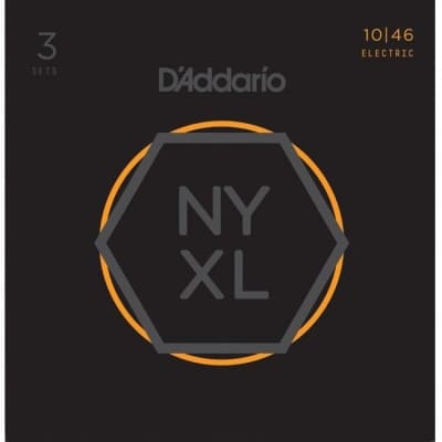 3 Pack of D'Addario NYXL1046 Electric Guitar Strings Nickel Wound 10-46 Regular Light