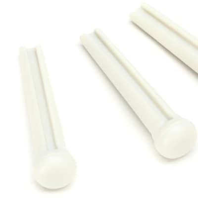 Graph Tech PP-1100-01 TUSQ Traditional Style Bridge Pin Set - White with No Dot (set of 6)  Bundle with Graph Tech PQ-9280-C0 TUSQ Compensated Acoustic Guitar Saddle - 2-7/8" Long x 1/8" Wide image 1