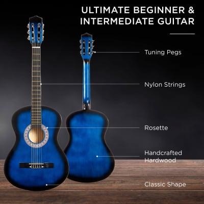 Best Choice Products Beginner Acoustic Guitar Set w/ Case, Strap, Strings - 38in-Natural Mahogany image 3