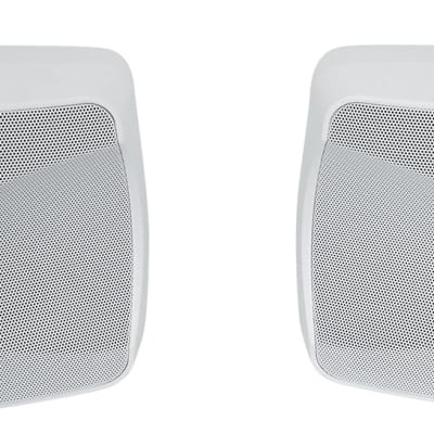 Pair Rockville WET-44 PRO Dual 4" 4-Way Swivel 70V Commercial Speakers in White image 1