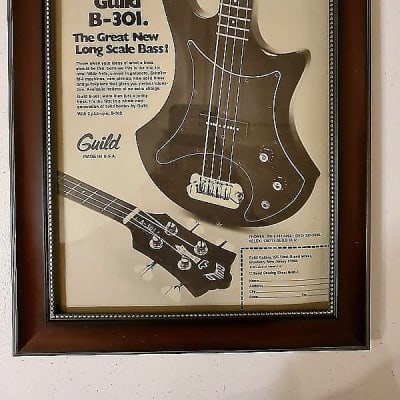 1978 Guild Guitar Promotional Ad Framed Guild B-301 Bass Guitar Original for sale