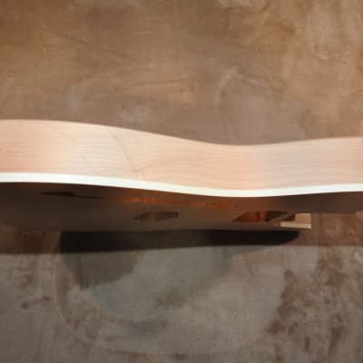 Unfinished Telecaster Body Semi-Hollow W/F-Hole Book Matched Figured Quilt Maple Top 2 Piece Premium Alder Back White Binding Chambered Very Light 2lbs 12.5oz! image 18