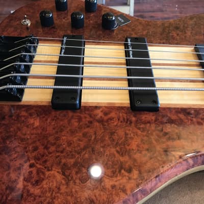 Wolf S9-6 6 String Fretless Bass (Left Handed) - Quilted Bubinga (#2) image 8