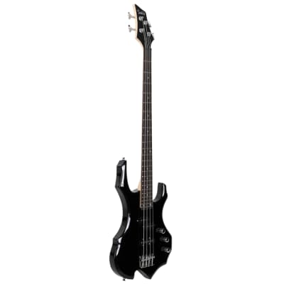 Glarry Burning Fire Electric Bass Guitar Full Size 4 String w/20W Amplifier Black image 9