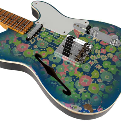 Fender Custom Shop LTD Double Esquire Thinline Custom Relic, Blue Flower image 5