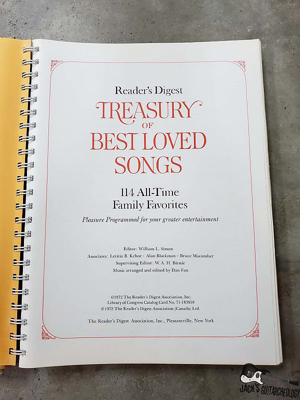 Reader's Digest Treasury of Best Loved Songs Sheet Music Book (1972  Paper)