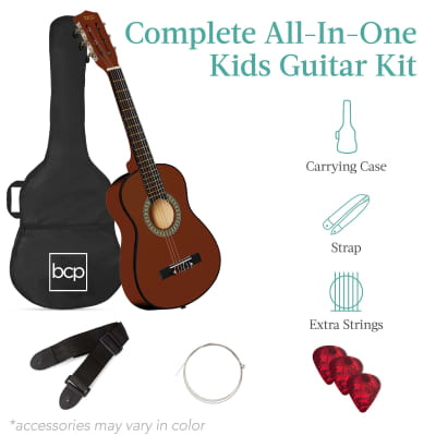 Best Choice Products Kids Acoustic Guitar Beginner Starter Kit with Carrying Case - 30in-Natural Mahogany image 23